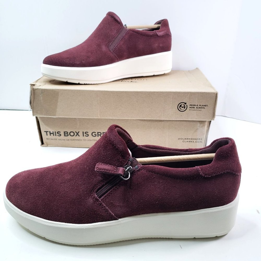 Clarks Collection Ultimate Comfort Shoes Size 10 Burgundy Suede Casual Sneaker